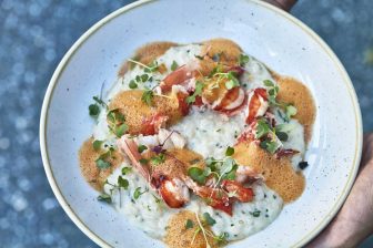 Plate of shrimp and grits