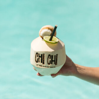 Chi Chi coconut drink in pool
